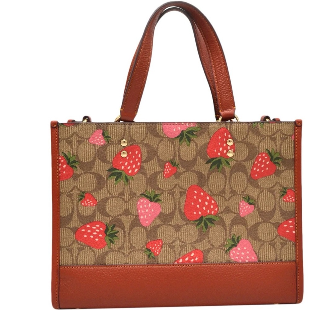 LOW START Coach Dempsey Carryall in signature canvas with strawberry print NWOT - Picture 3 of 11